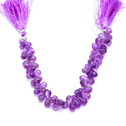Amethyst Purple Drop Carving Natural 8 Inches Strands