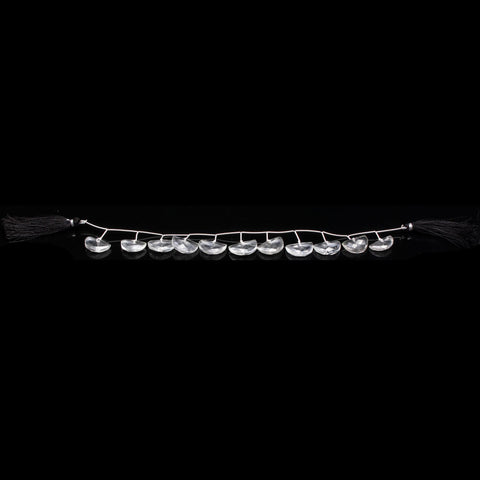 Crystal Quartz White D Shape Surface Drilled Faceted Natural Beads 8 Inches Strands