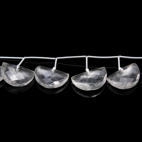 Crystal Quartz White D Shape Surface Drilled Faceted Natural Beads 8 Inches Strands