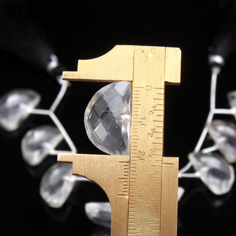 Crystal Quartz White D Shape Surface Drilled Faceted Natural Beads 8 Inches Strands