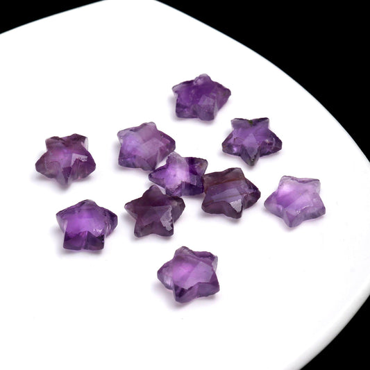 Amethyst Star Purple Carving Natural Faceted Stone 15 MM