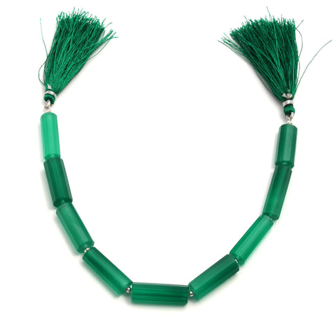 Green Onyx Tube Oval Smooth Natural Beads Necklace 8 Inches Strands