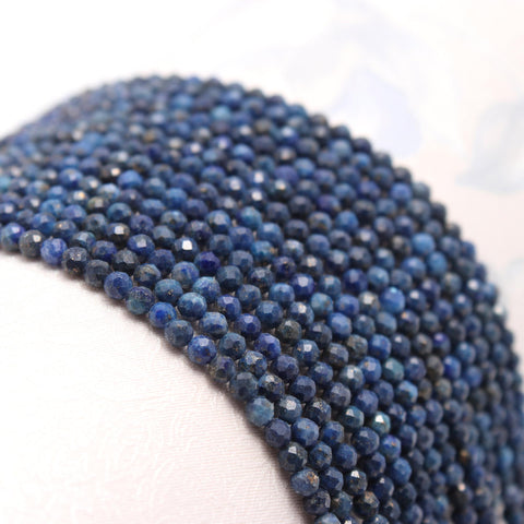 Lapis Lazuli Beads Round Faceted Natural Beads 12 Inches Strands