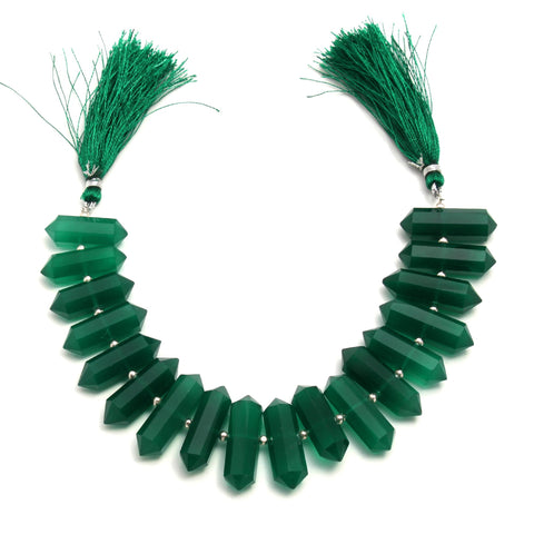 Green Onyx Tube Oval Smooth Natural Beads Necklace 8 Inches Strands