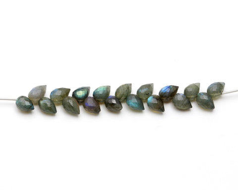 Labradorite Grey Drops Carving Natural Beads 4 Inches Strands