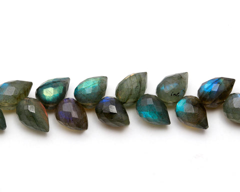 Labradorite Grey Drops Carving Natural Beads 4 Inches Strands