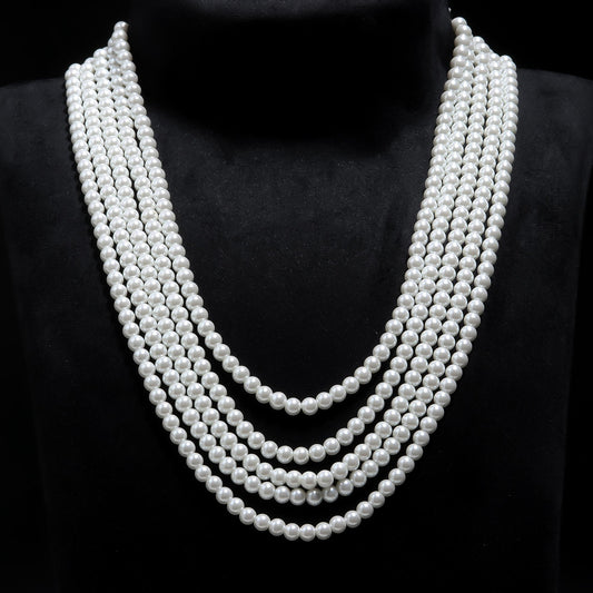 White Pearl Round Carving Natural Beads 22 inches Strands