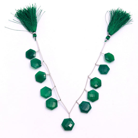 Green Onyx Hexagon Faceted Natural Beads 8 Inches Strands