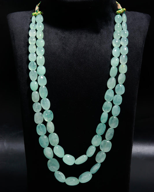 Russian Emerald Green Oval Faceted Natural Beads Necklace 22 Inches Strands