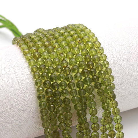 Peridot Green Round Faceted 6 MM Natural Beads 8 Inches Strands For Jewelry Craft