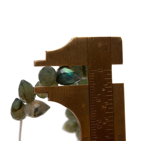 Labradorite Grey Drops Carving Natural Beads 4 Inches Strands