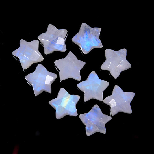 Rainbow Moonstone White Star Carving Natural Beads