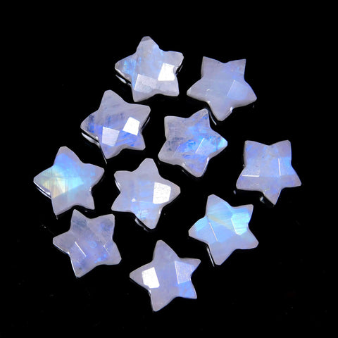 Rainbow Moonstone White Star Carving Natural Beads