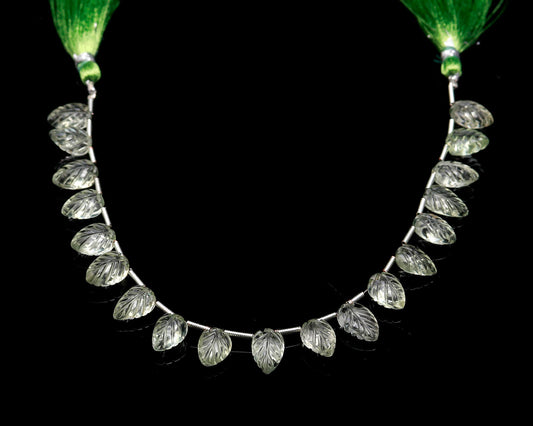 Green Amethyst Leaf Faceted Natural Beads 8 Inches Strands