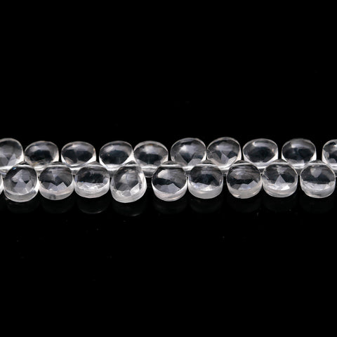 Crystal Quartz White Pear Engraving Natural Beads 8 Inches Strands