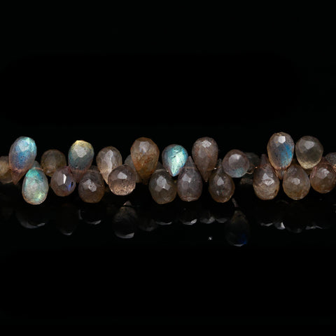 Labradorite Grey Carving Drop Natural Beads 8 Inches Strands