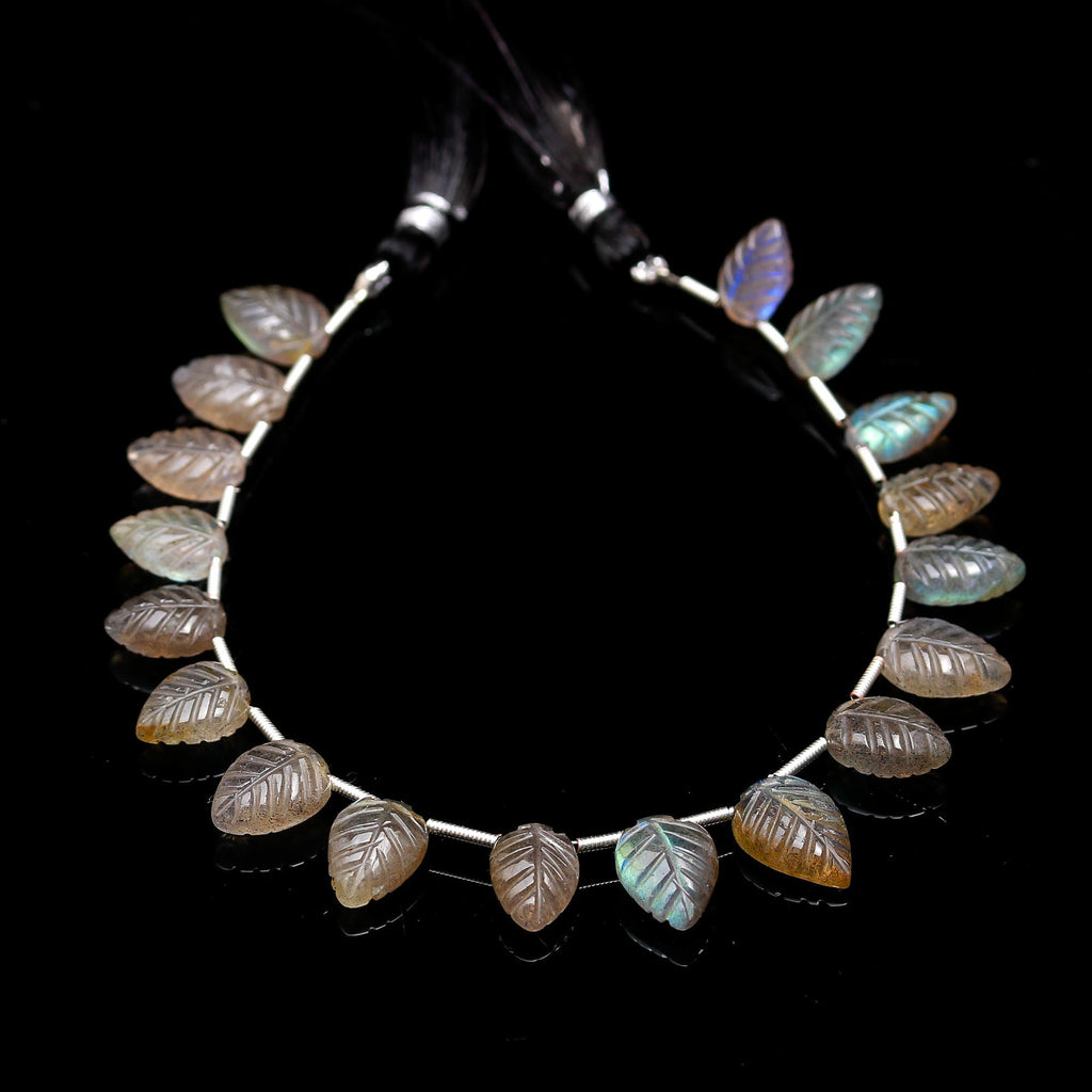 Labradorite Grey Carving Leaf Natural Beads 8 Inches Strands