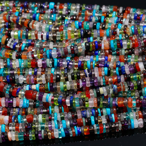 Multi Disco Stone Grey Tire Faceted Tire Natural Beads 16 Inches Strands
