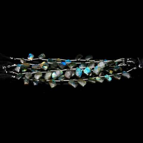 Natural Labradorite Smooth Heart Marquis Faceted Natural Beads 8 Inches Strands