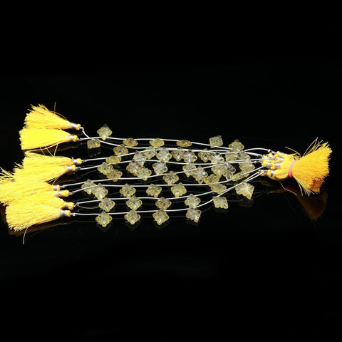 Lemon Quartz Yellow Petal Flower Carving Natural Beads 8 Inches Strands