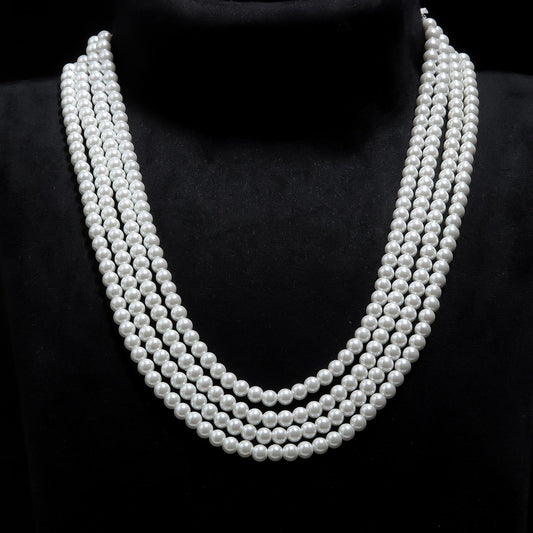 Pearl White Round Carving Natural Beads 22 inches Strands