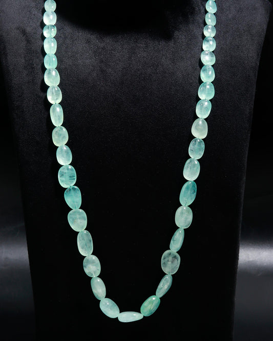 Russian Emerald Green Oval Faceted Natural Beads Necklace 22 Inches Strands