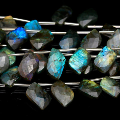 Natural Labradorite Smooth Heart Marquis Faceted Natural Beads 8 Inches Strands