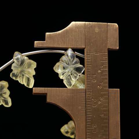 Lemon Quartz Yellow Petal Flower Carving Natural Beads 8 Inches Strands