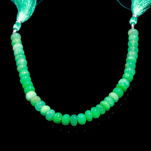 Green Dyed Opal Rondelle Smooth Dyed Beads 8 Inches Strands