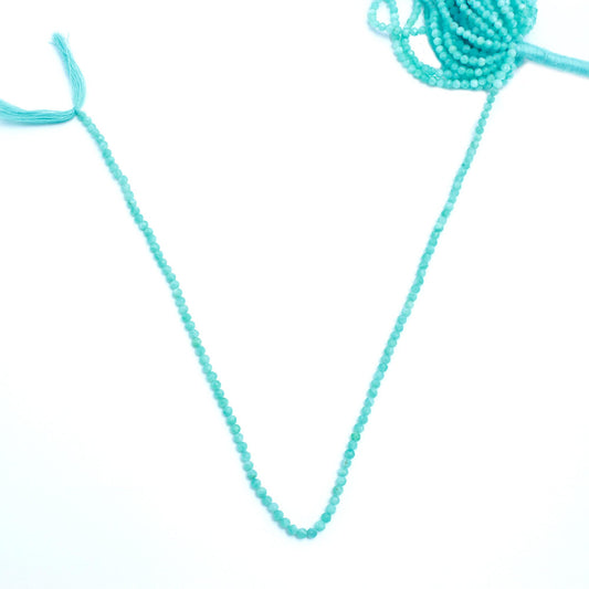 Amazonite Blue Round Faceted Natural Beads 12 Inches Strands