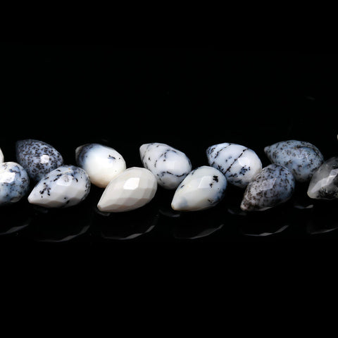 Dendrite Opal Black Drop Faceted Natural Beads 4 Inches Strands