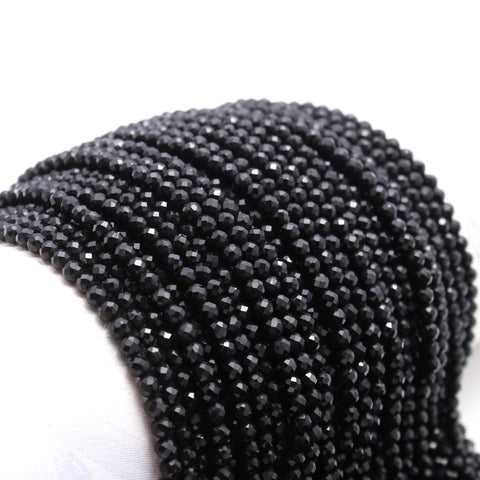 Black Spinel  Shine Round  Faceted Coating Beads 12 Inches Strands