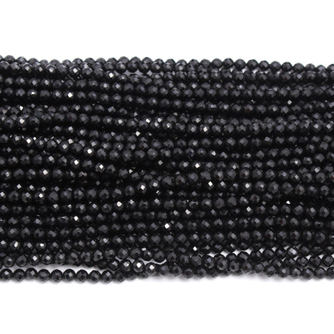 Black Spinel  Shine Round  Faceted Coating Beads 12 Inches Strands