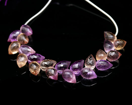 Ametrine Drop Faceted Natural Beads 4 Inches Strands