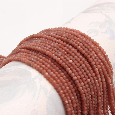Sunstone Brown Round Faceted Natural Beads 12 Inches Strands