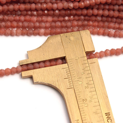 Sunstone Brown Round Faceted Natural Beads 12 Inches Strands