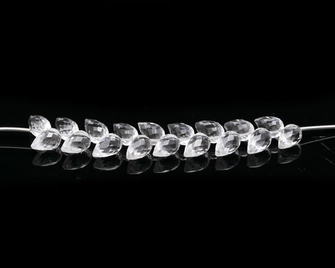 Crystal Quartz White Drop Faceted Natural Beads 4 Inches Strands