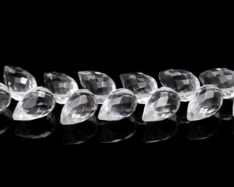 Crystal Quartz White Drop Faceted Natural Beads 4 Inches Strands