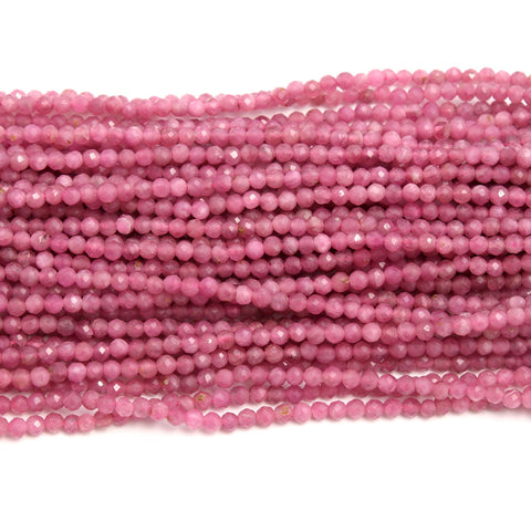 Pink Tourmaline Shaded Pink Round Faceted Natural Beads 12 Inches strands