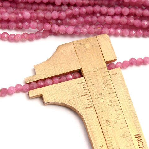 Pink Tourmaline Shaded Pink Round Faceted Natural Beads 12 Inches strands
