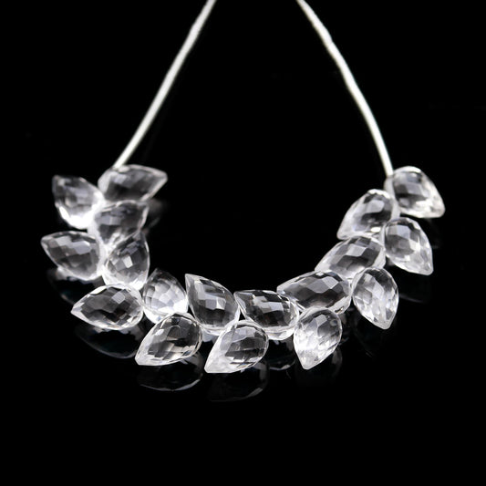 Crystal Quartz White Drop Faceted Natural Beads 4 Inches Strands