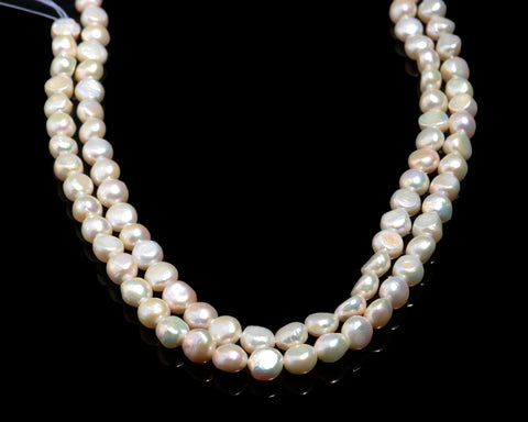 Pearl White Button Carving Natural Beads 12 Inches Strands
