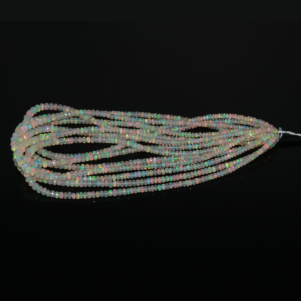 Ethiopian Opal White Rondelle Faceted Natural Beads 16 inches strands