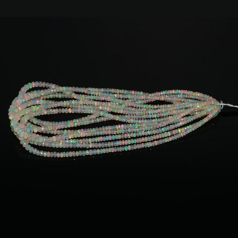 Ethiopian Opal White Rondelle Faceted Natural Beads 16 inches strands