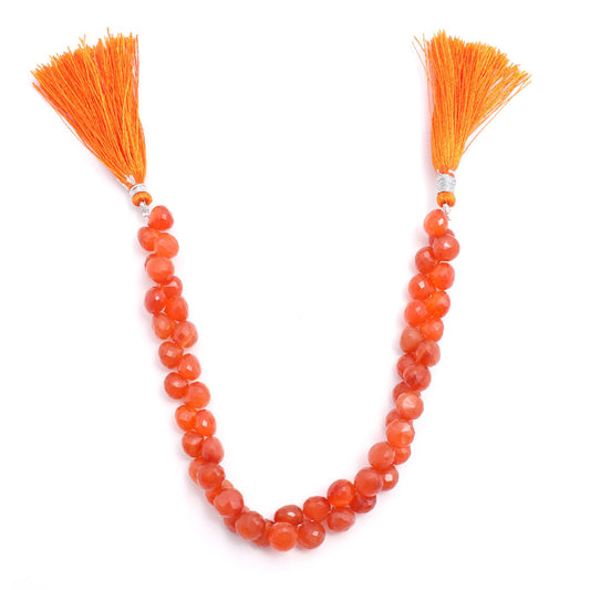 Carnelian Orange Onion Carving Natural Beads 8 Inches Strands
