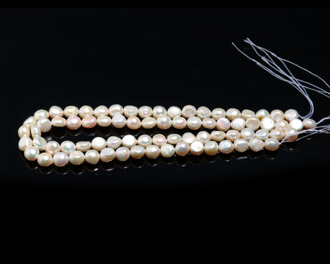 Pearl White Button Carving Natural Beads 12 Inches Strands
