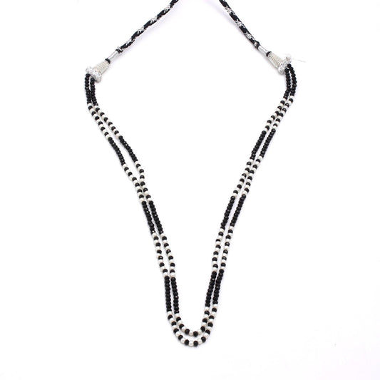 Black Spinel & Pearl Round Faceted Natural Beads Necklace 20 Inches