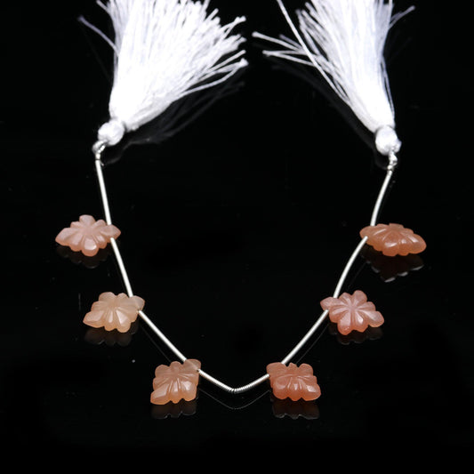 Pink Strawberry Quart Petal Flower Carving Natural Beads 8 Inches Strands