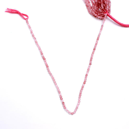 Pink Strawberry Quart Round Carving Natural Beads 12 Inches Strands