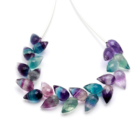 Opal Fluorite Blue Drop Smooth 8 MM Natural Beads 4 Inches Strands